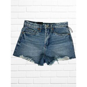 Blank NYC Shorts Women's Sz 26‎ Denim Distressed Raw Hem High Waisted Blue